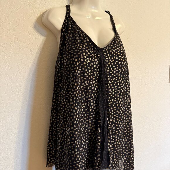 SWIMSUITS FOR ALL Sleeveless Crossback Top With Built-In Bra Gold Black - Picture 6 of 10